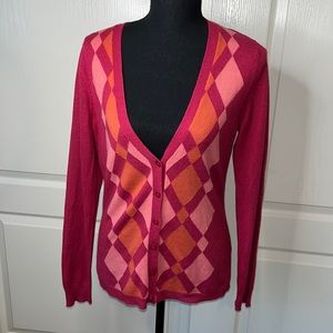 New York and Company, magenta coral and burnt  orange cardigan. M.